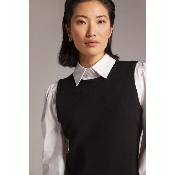 Anthropologie Eva Franco Layered Knit Mini Dress Black and White - Picture 4 of 4